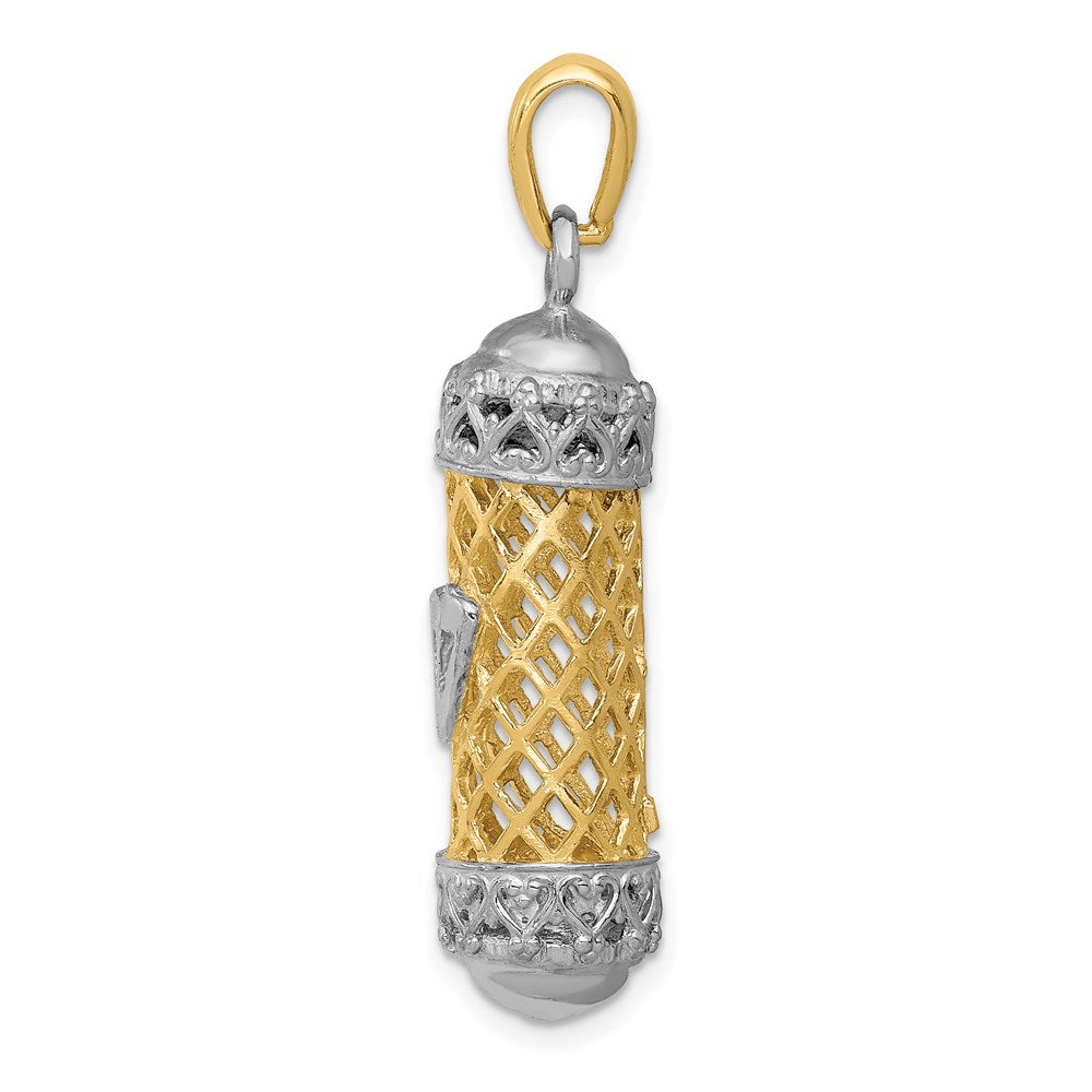 14K Bicolor-Gold 3D-Mesusa-Charm mit Schin