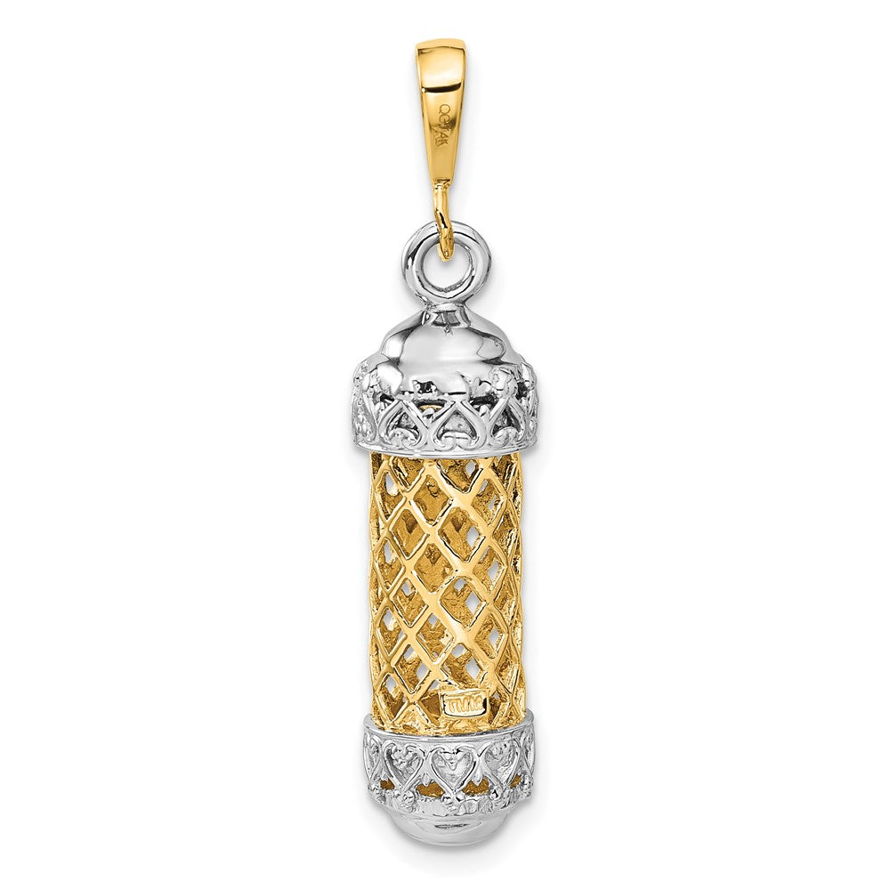 14K Bicolor-Gold 3D-Mesusa-Charm mit Schin