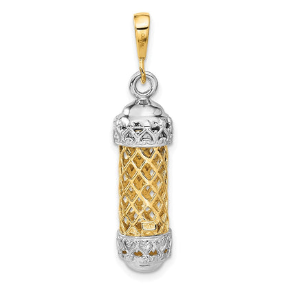 14K Bicolor-Gold 3D-Mesusa-Charm mit Schin