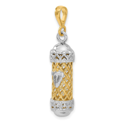14K Bicolor-Gold 3D-Mesusa-Charm mit Schin