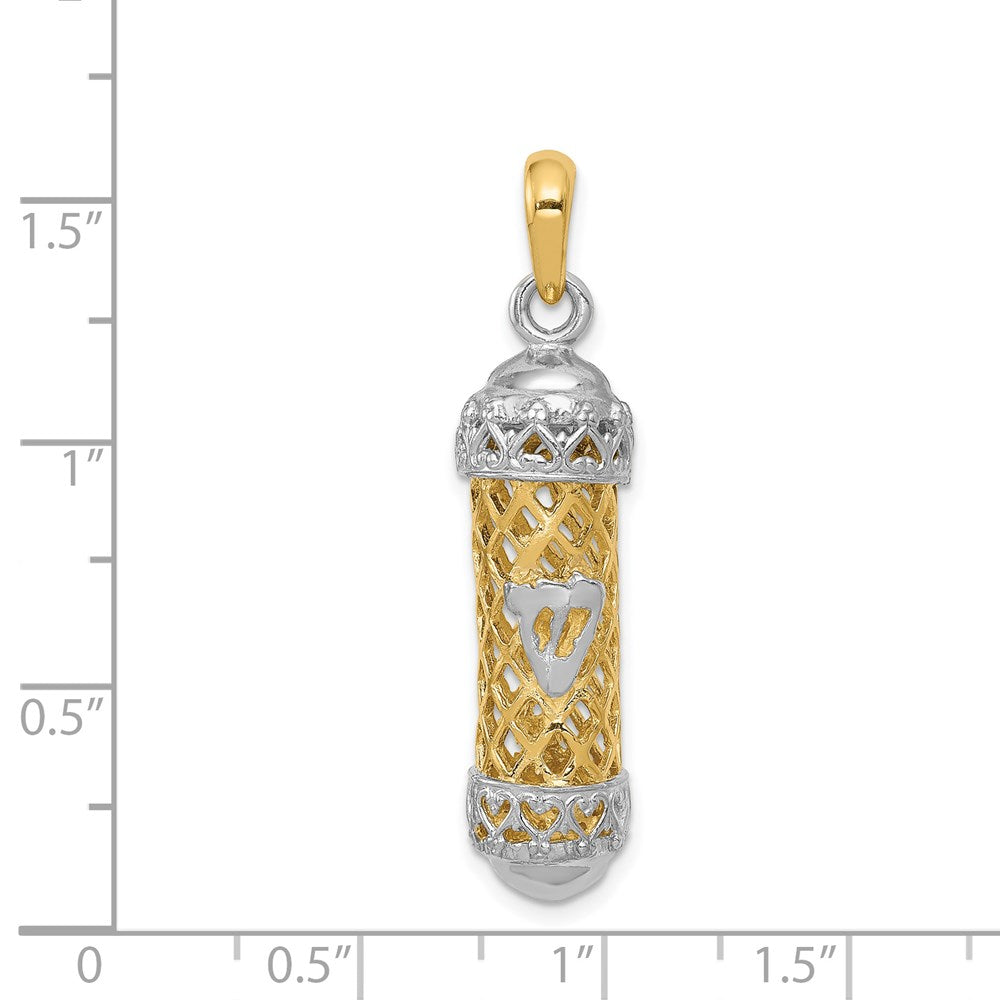 14K Bicolor-Gold 3D-Mesusa-Charm mit Schin