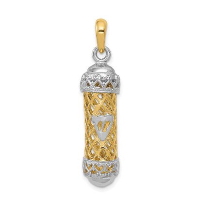 14K Bicolor-Gold 3D-Mesusa-Charm mit Schin