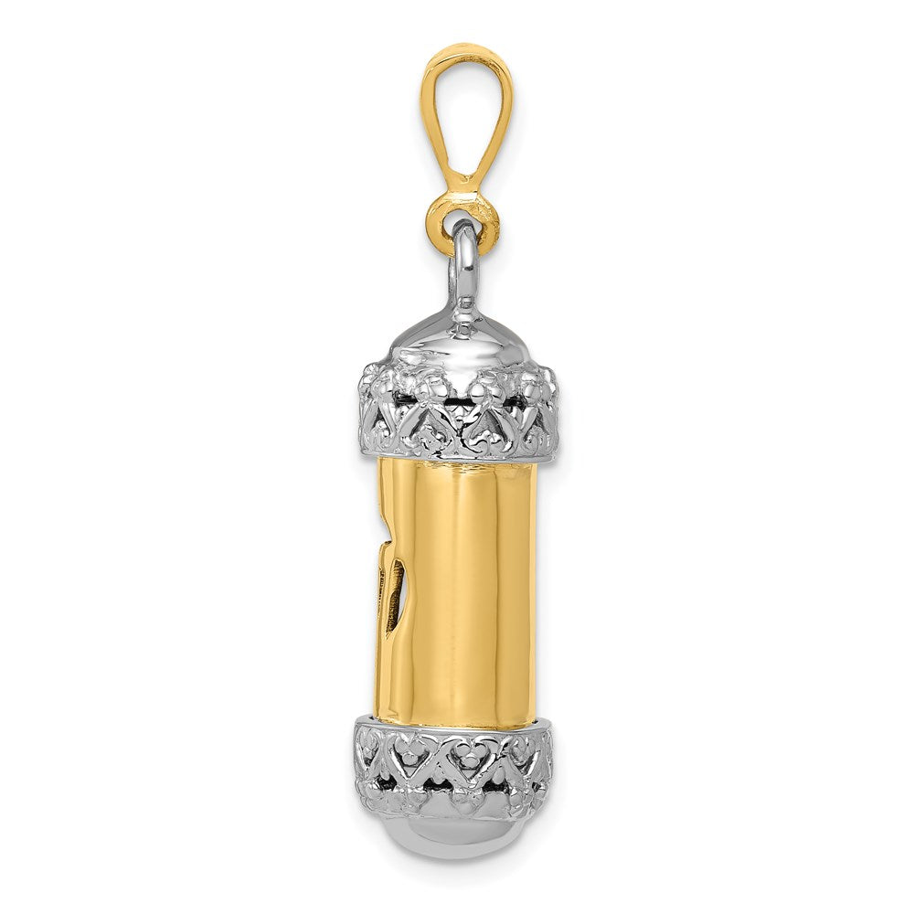 14k Bicolor-Gold 3D-Mesusa-Charm mit Schin