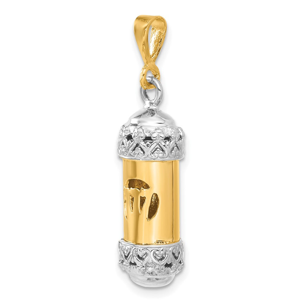 14k Bicolor-Gold 3D-Mesusa-Charm mit Schin