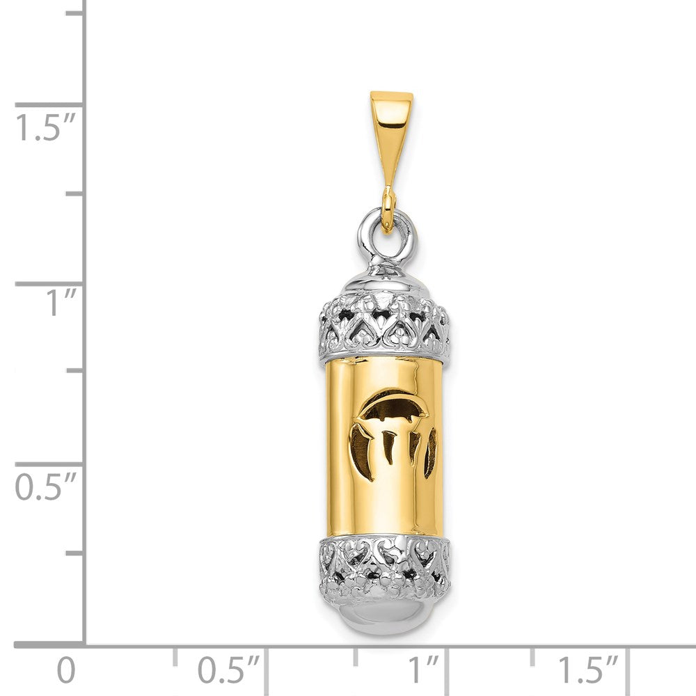 14k Bicolor-Gold 3D-Mesusa-Charm mit Schin