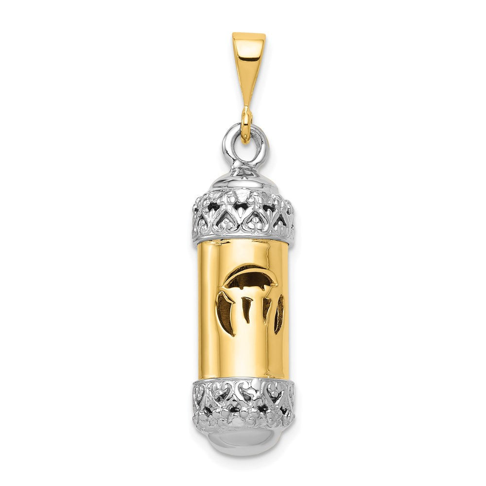 14k Bicolor-Gold 3D-Mesusa-Charm mit Schin