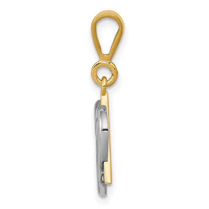 14K Bicolor-Gold Davidstern-Herzanhänger