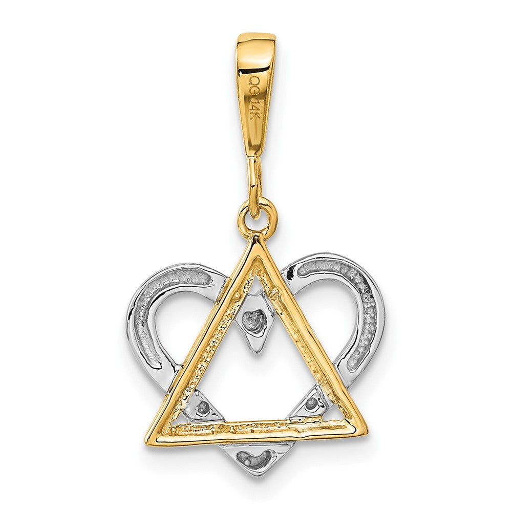 14K Bicolor-Gold Davidstern-Herzanhänger