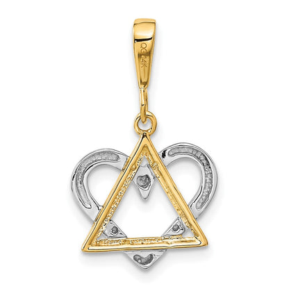 14K Bicolor-Gold Davidstern-Herzanhänger