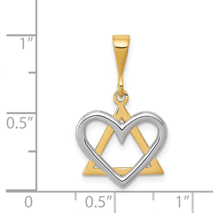 14K Bicolor-Gold Davidstern-Herzanhänger