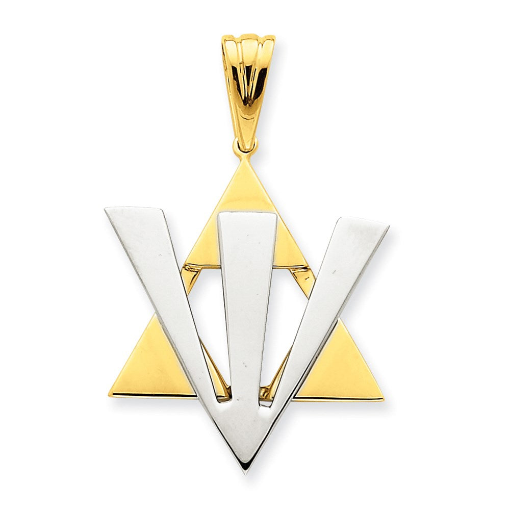 14K Bicolor-Gold Fancy Davidstern-Anhänger