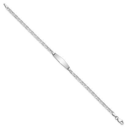 Massiv 14K Weißgold Weich Diamant Form Anker Glieder Id Armband
