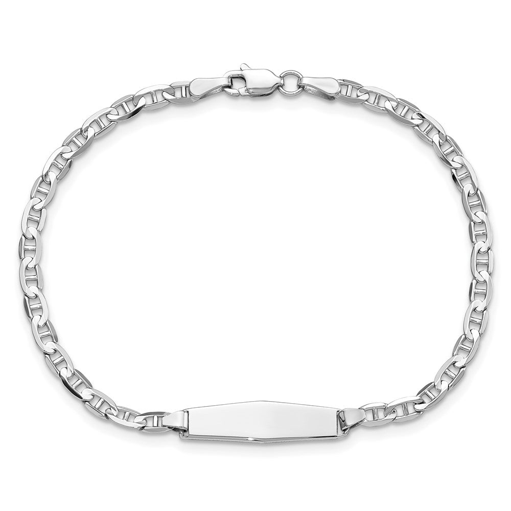 Massiv 14K Weißgold Weich Diamant Form Anker Glieder Id Armband