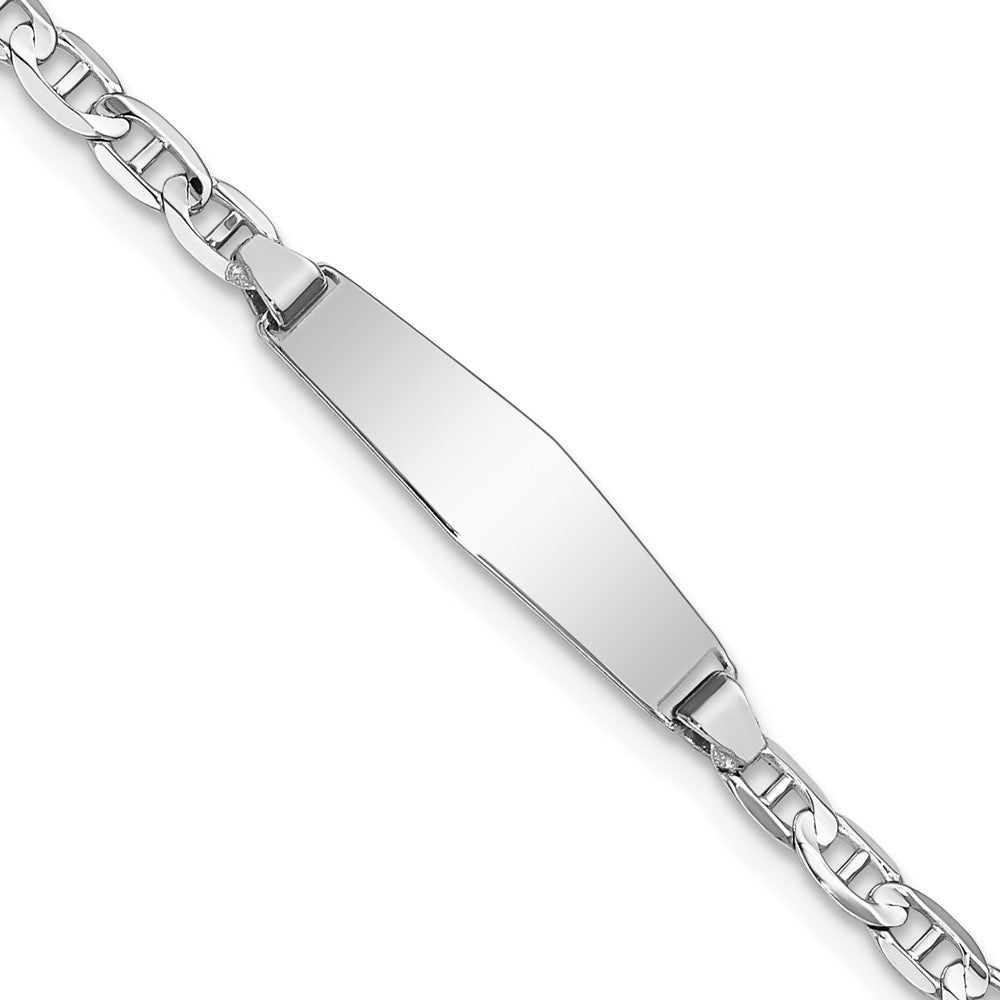 Massiv 14K Weißgold Weich Diamant Form Anker Glieder Id Armband