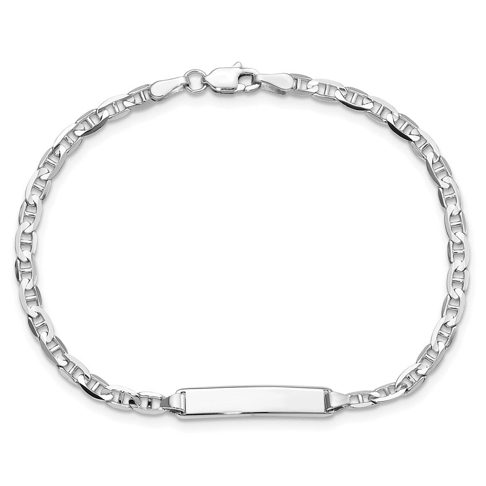 Massiv 14K Weißgold Anker Glieder Id Armband