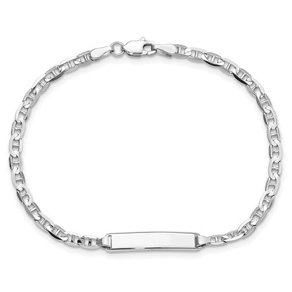 Massiv 14K Weißgold Anker Glieder Id Armband