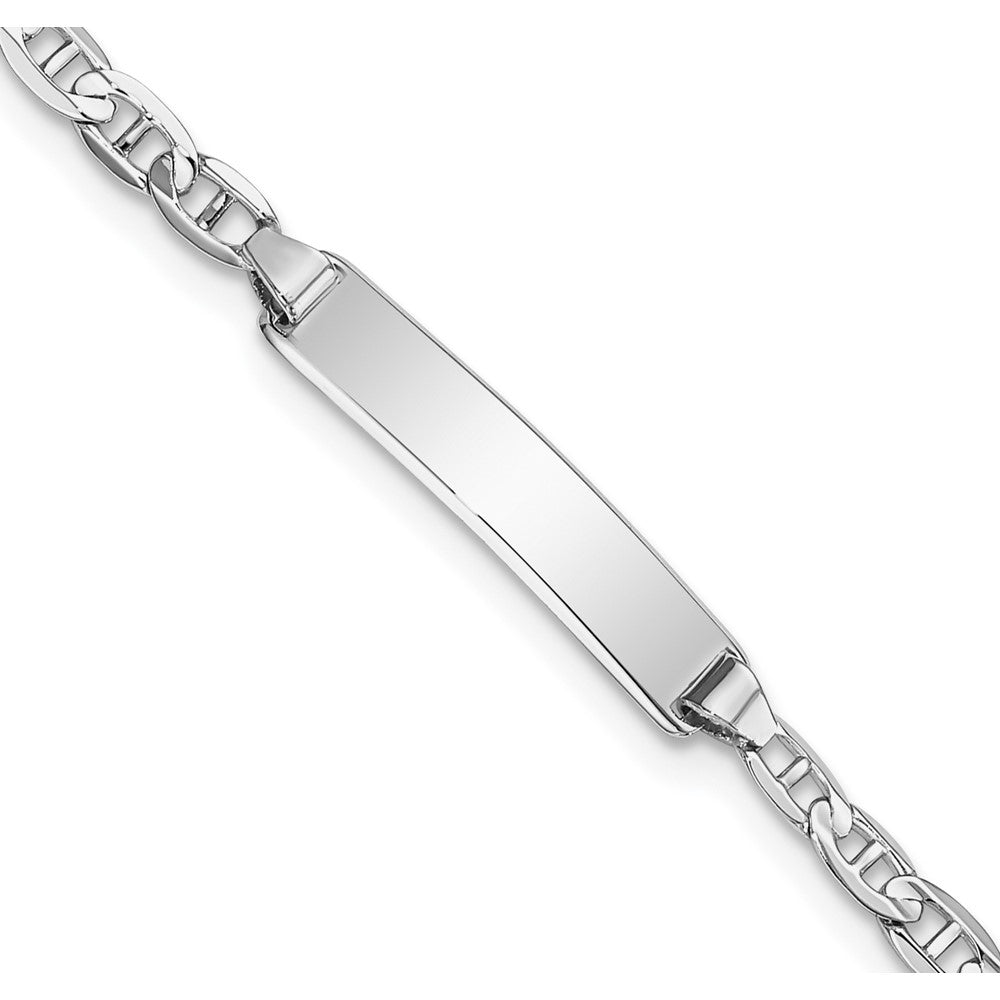 Massiv 14K Weißgold Anker Glieder Id Armband