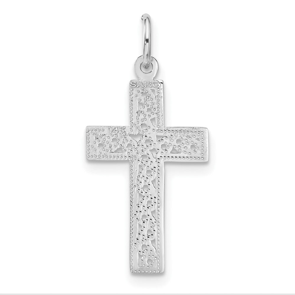 14K Weißgold Kreuz Charm