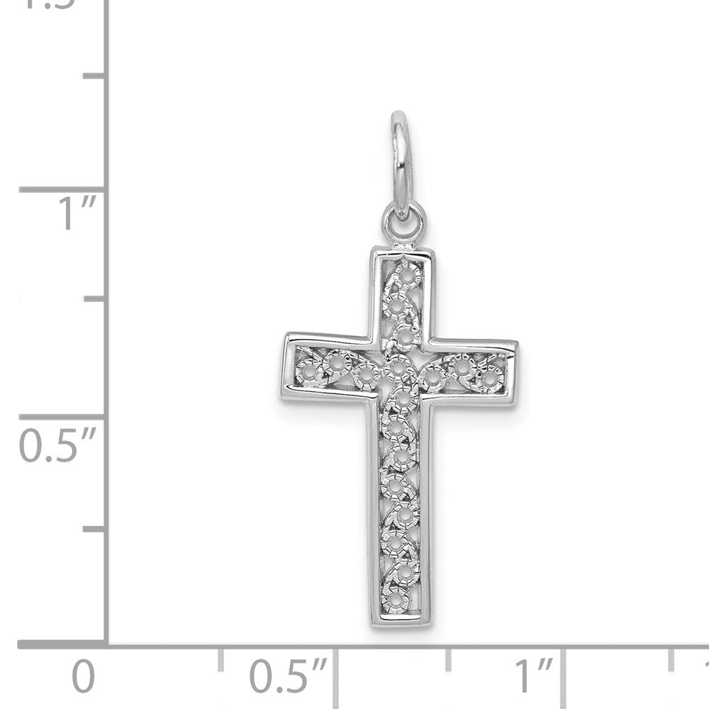 14K Weißgold Kreuz Charm
