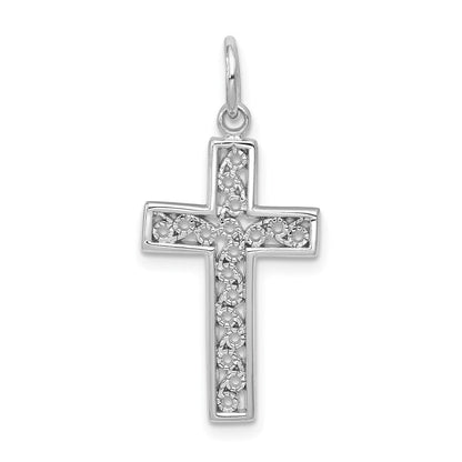 14K Weißgold Kreuz Charm