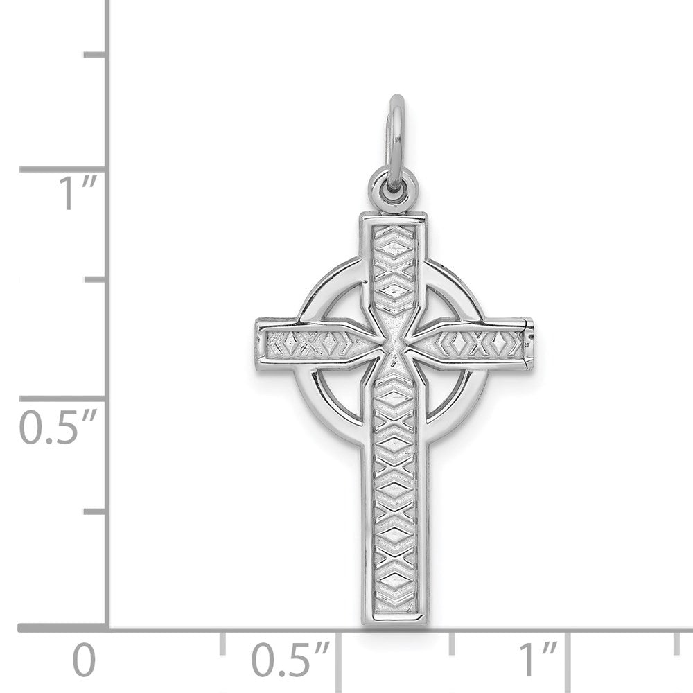 14K Weißgold Keltisch Kreuz Charm