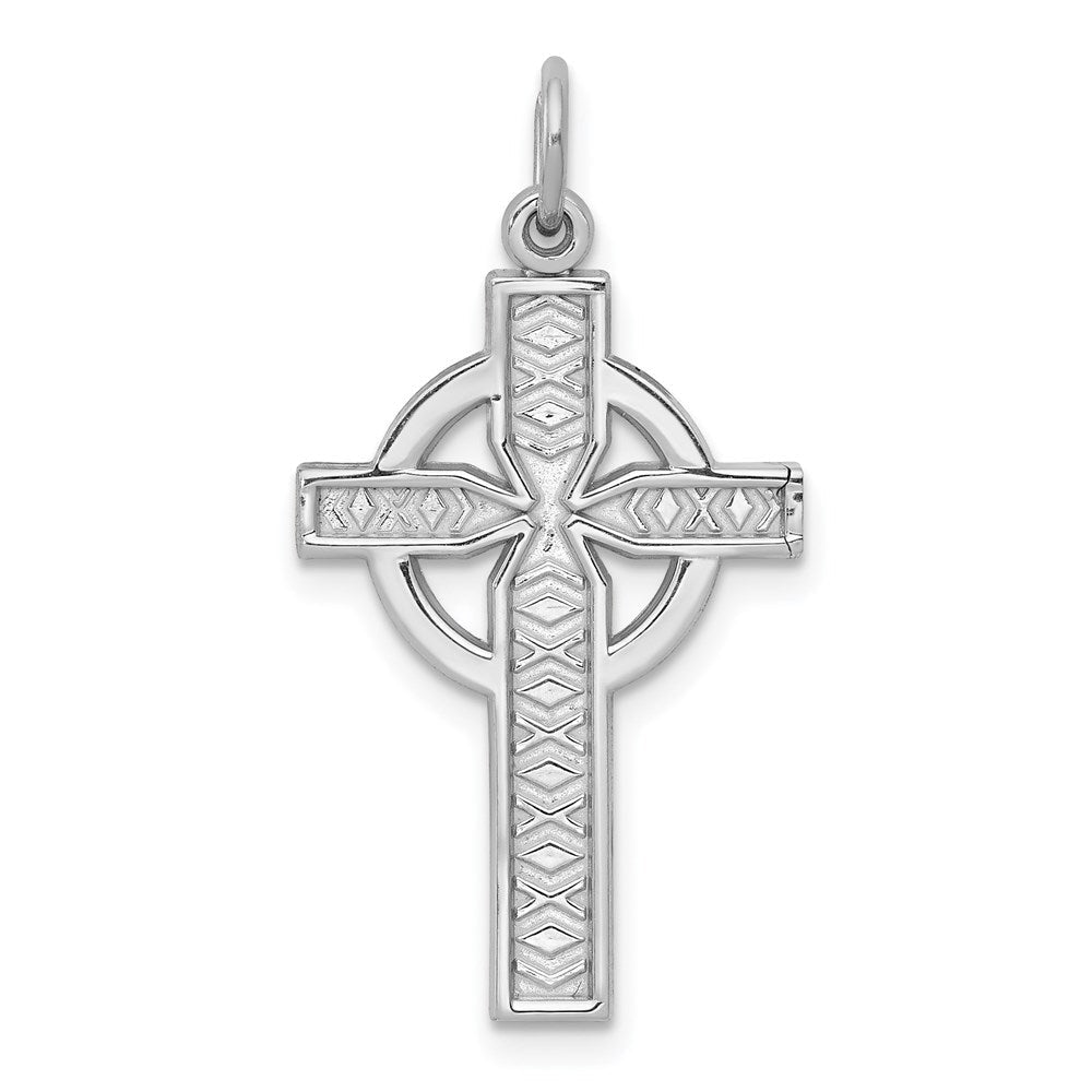 14K Weißgold Keltisch Kreuz Charm