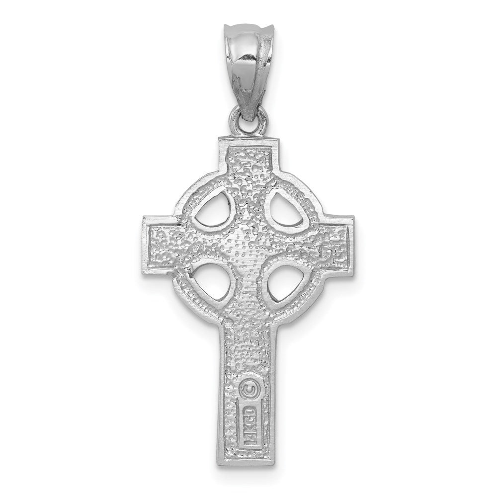 14K Weißgold Keltisches Kreuz Anhänger