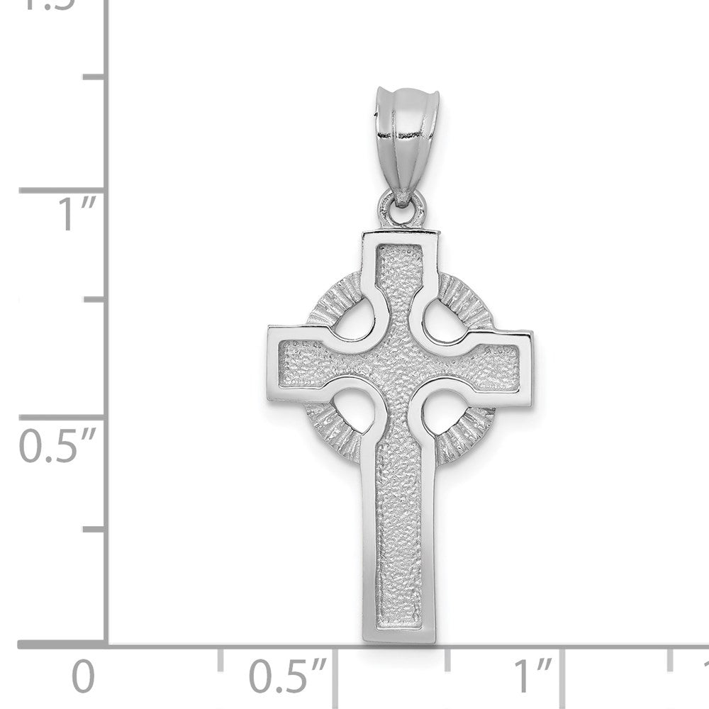 14K Weißgold Keltisches Kreuz Anhänger