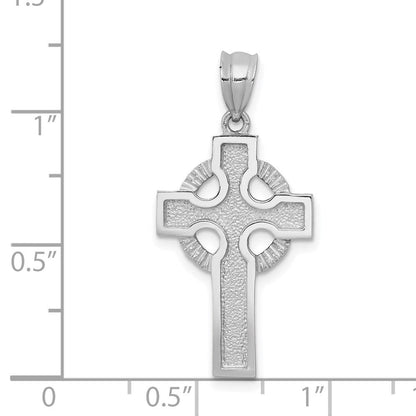14K Weißgold Keltisches Kreuz Anhänger
