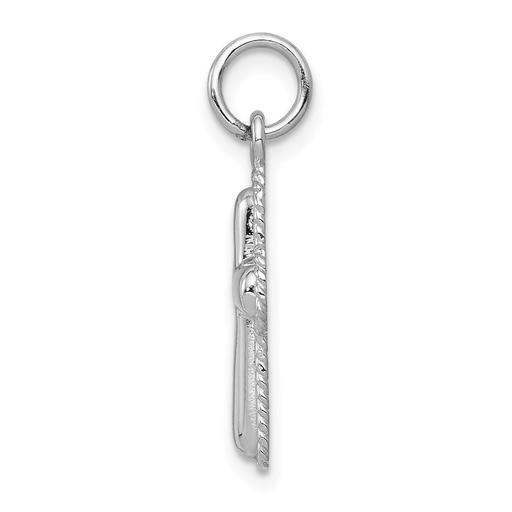 14K Weißgold Kreuz-Charm, poliert