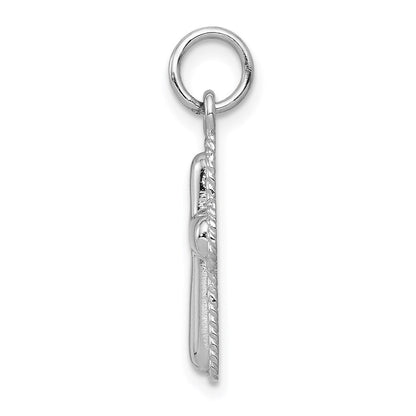 14K Weißgold Kreuz-Charm, poliert