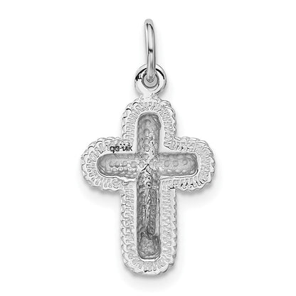 14K Weißgold Kreuz-Charm, poliert