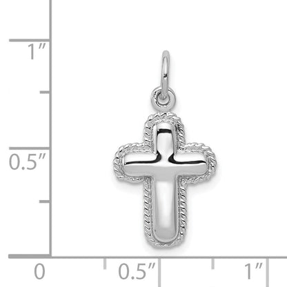 14K Weißgold Kreuz-Charm, poliert