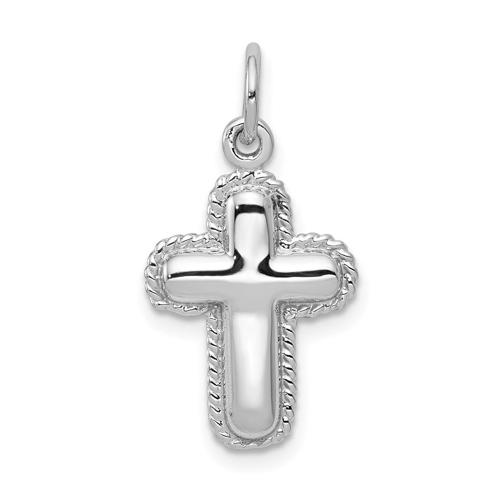 14K Weißgold Kreuz-Charm, poliert