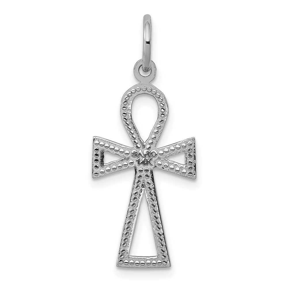 14K Weißgold Ankh Kreuz Charm