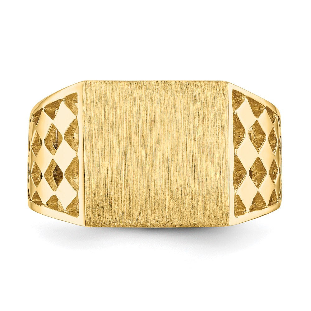 14K Gelbgold 12,0x12,5 mm Herren-Siegelring mit offener Fassung