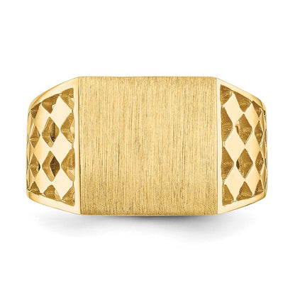 14K Gelbgold 12,0x12,5 mm Herren-Siegelring mit offener Fassung