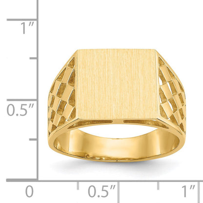 14K Gelbgold 12,0x12,5 mm Herren-Siegelring mit offener Fassung