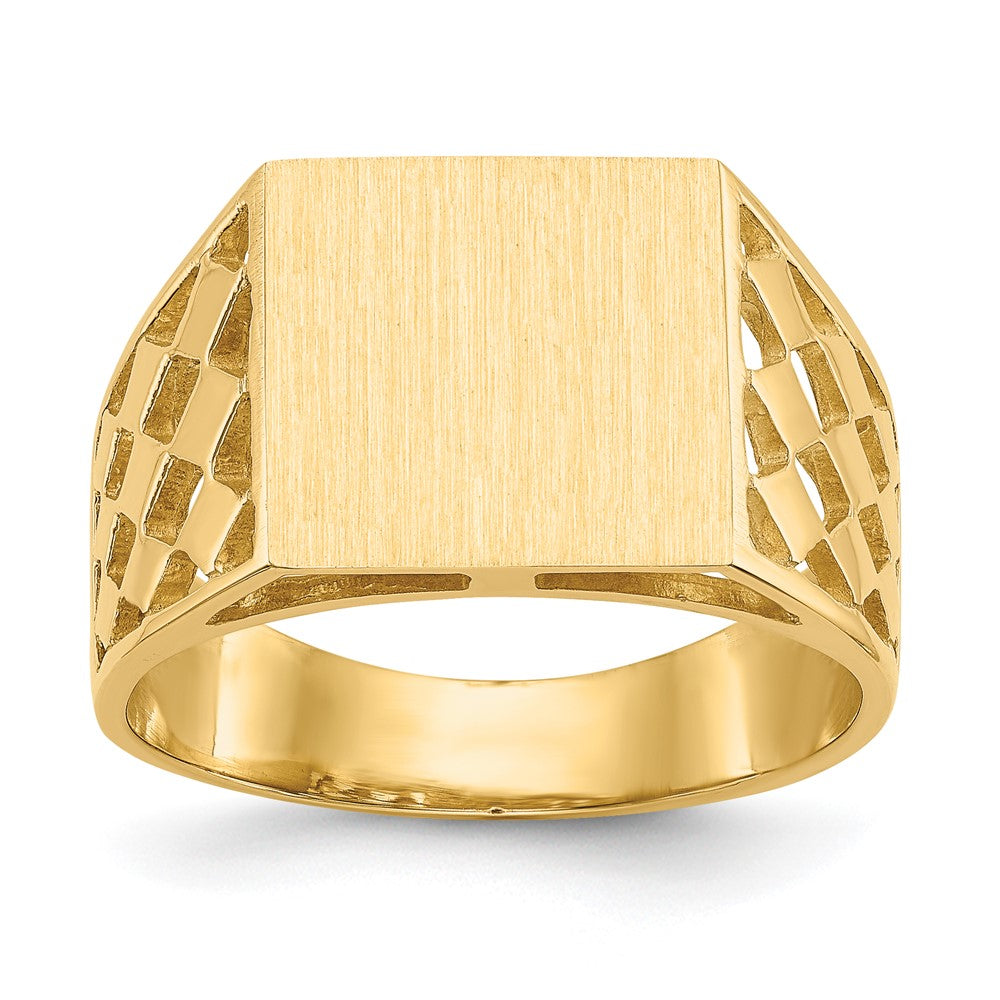 14K Gelbgold 12,0x12,5 mm Herren-Siegelring mit offener Fassung