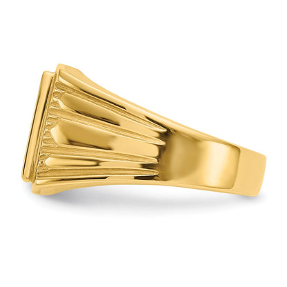 14K Gelbgold Herren-Siegelring mit offener Rückseite, 11,5x11,0 mm