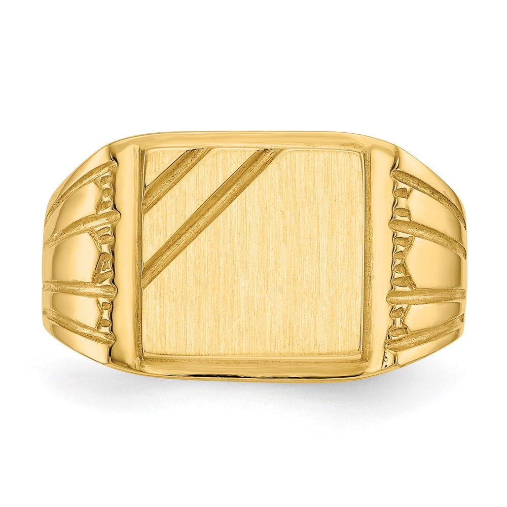 14K Gelbgold Herren-Siegelring mit offener Rückseite, 11,5x11,0 mm