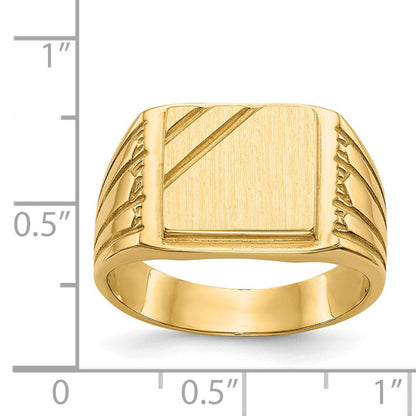14K Gelbgold Herren-Siegelring mit offener Rückseite, 11,5x11,0 mm