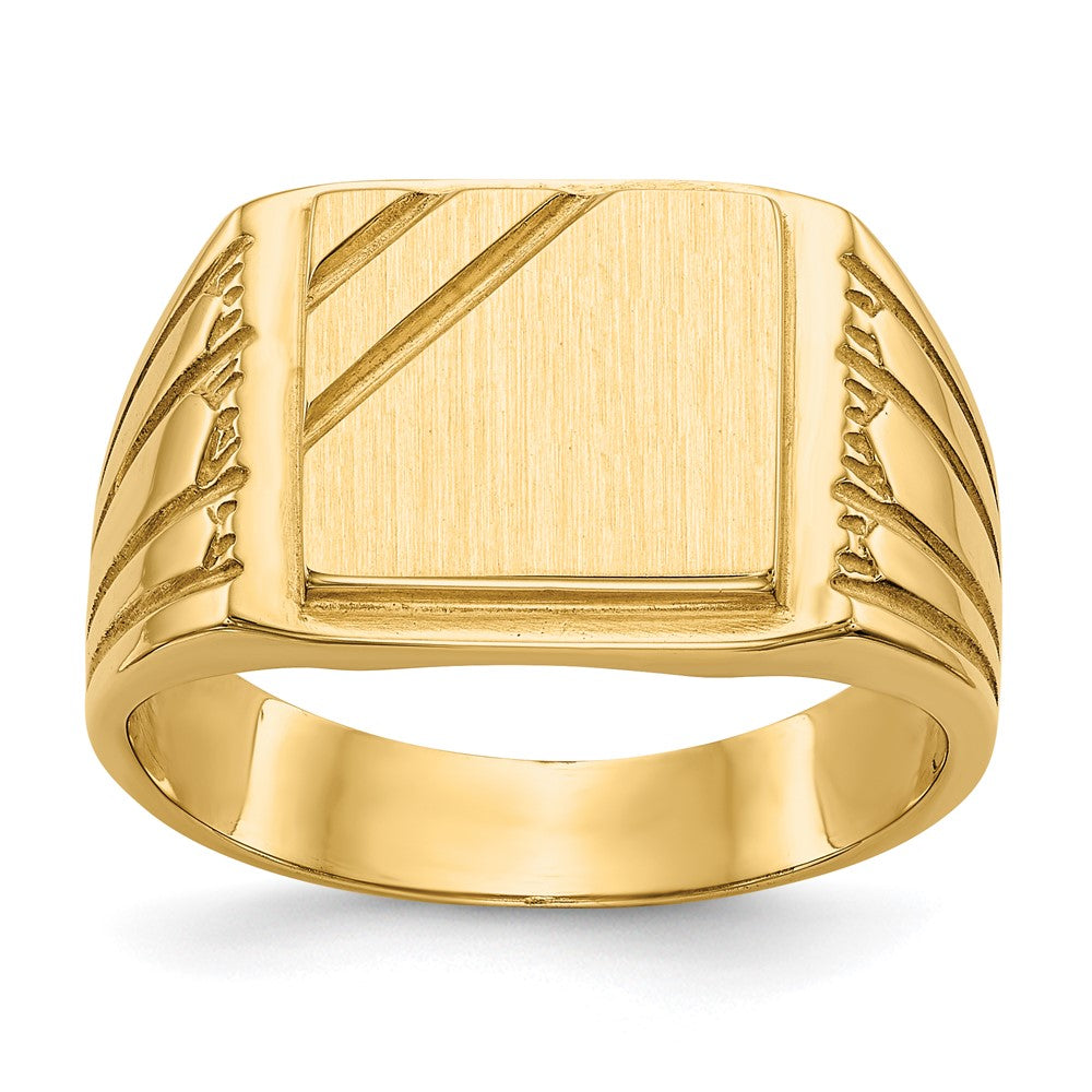 14K Gelbgold Herren-Siegelring mit offener Rückseite, 11,5x11,0 mm