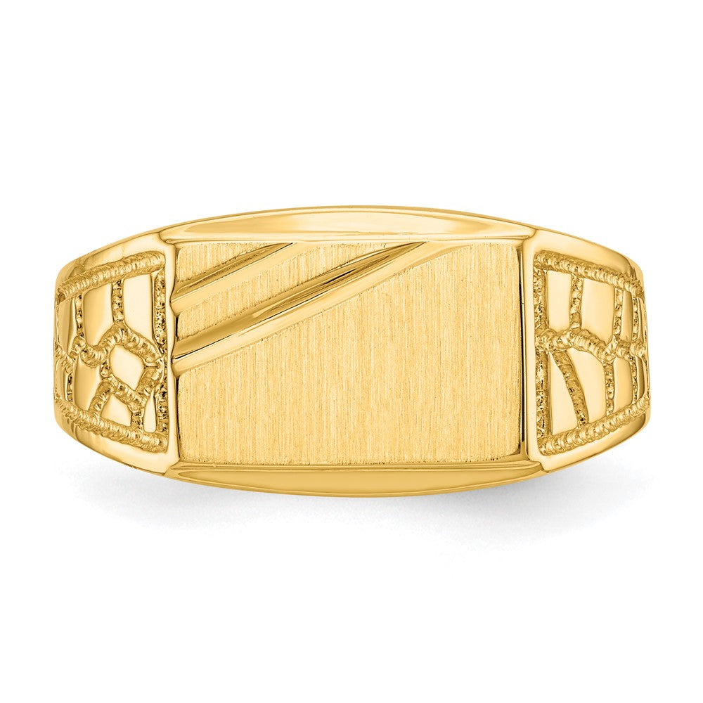 14K Gelbgold 8,5x13,0mm Herren-Siegelring mit offener Fassung