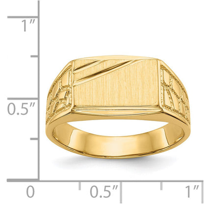 14K Gelbgold 8,5x13,0mm Herren-Siegelring mit offener Fassung