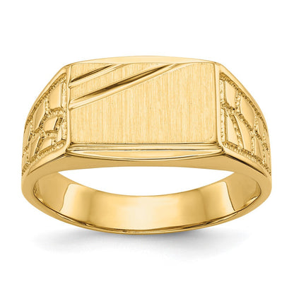 14K Gelbgold 8,5x13,0mm Herren-Siegelring mit offener Fassung