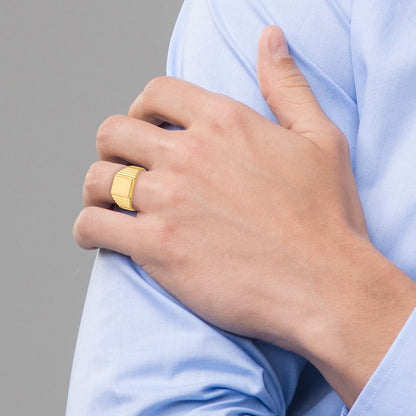 14K Gelbgold 10,0x8,5mm Siegelring für Herren mit offener Rückseite