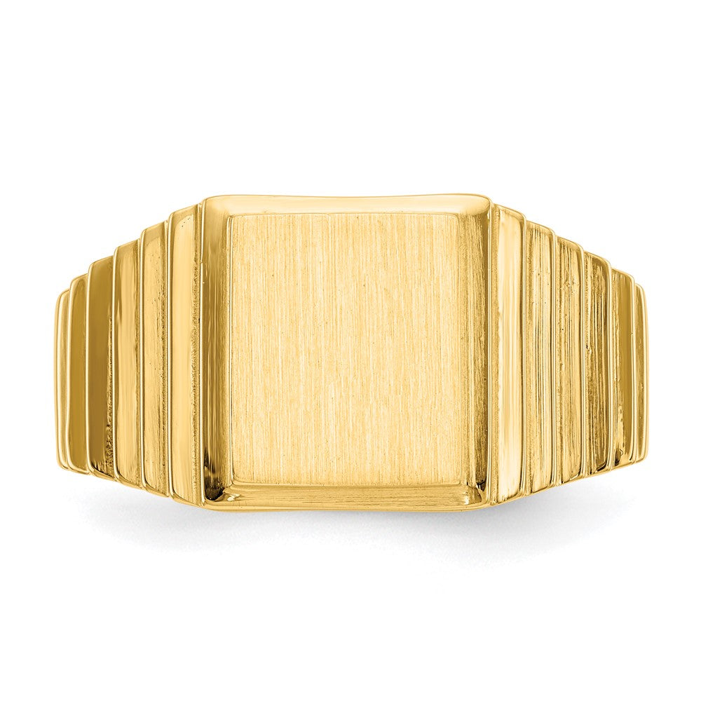 14K Gelbgold 10,0x8,5mm Siegelring für Herren mit offener Rückseite