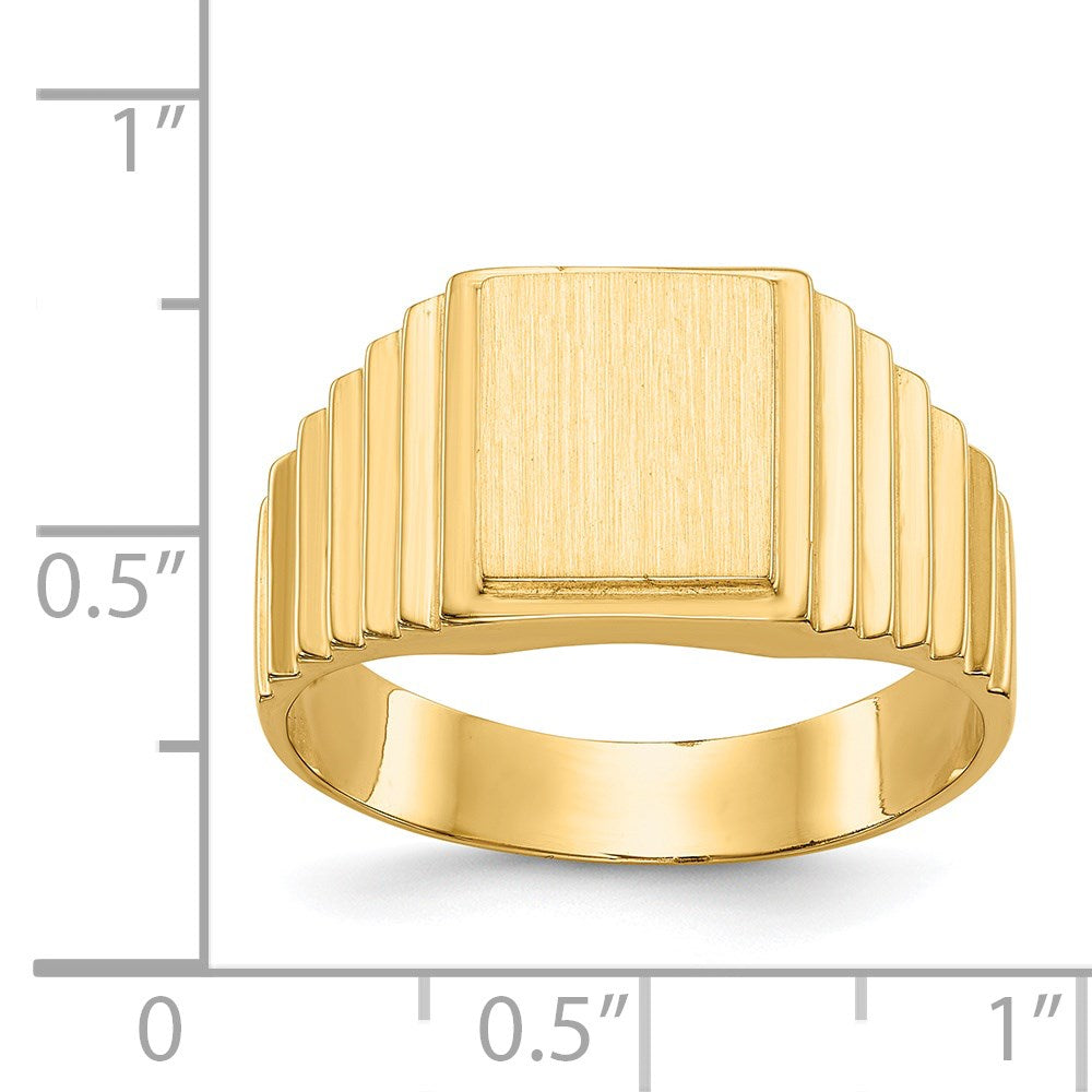 14K Gelbgold 10,0x8,5mm Siegelring für Herren mit offener Rückseite