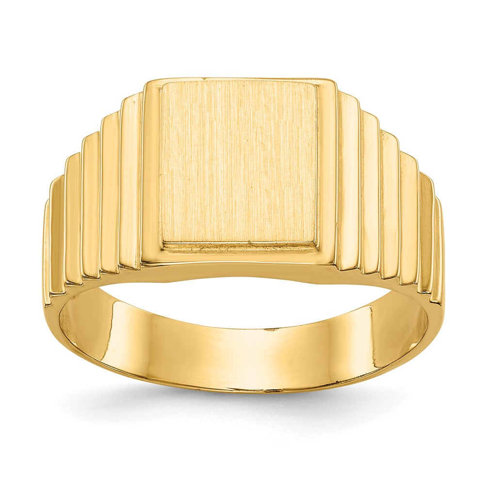 14K Gelbgold 10,0x8,5mm Siegelring für Herren mit offener Rückseite